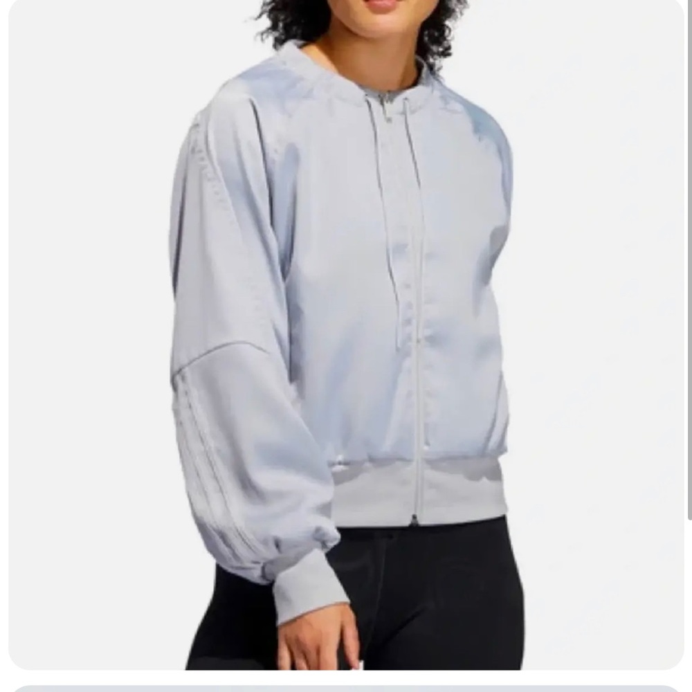 NWT- Adidas Glam bomber in silver, XS